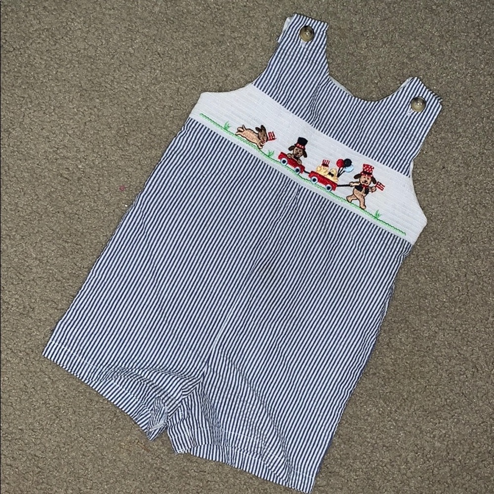 Patriotic smocked romper 18 mo